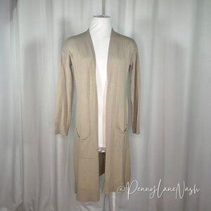 Cotton On Open Front L:ongline Cardigan Sweater Tan